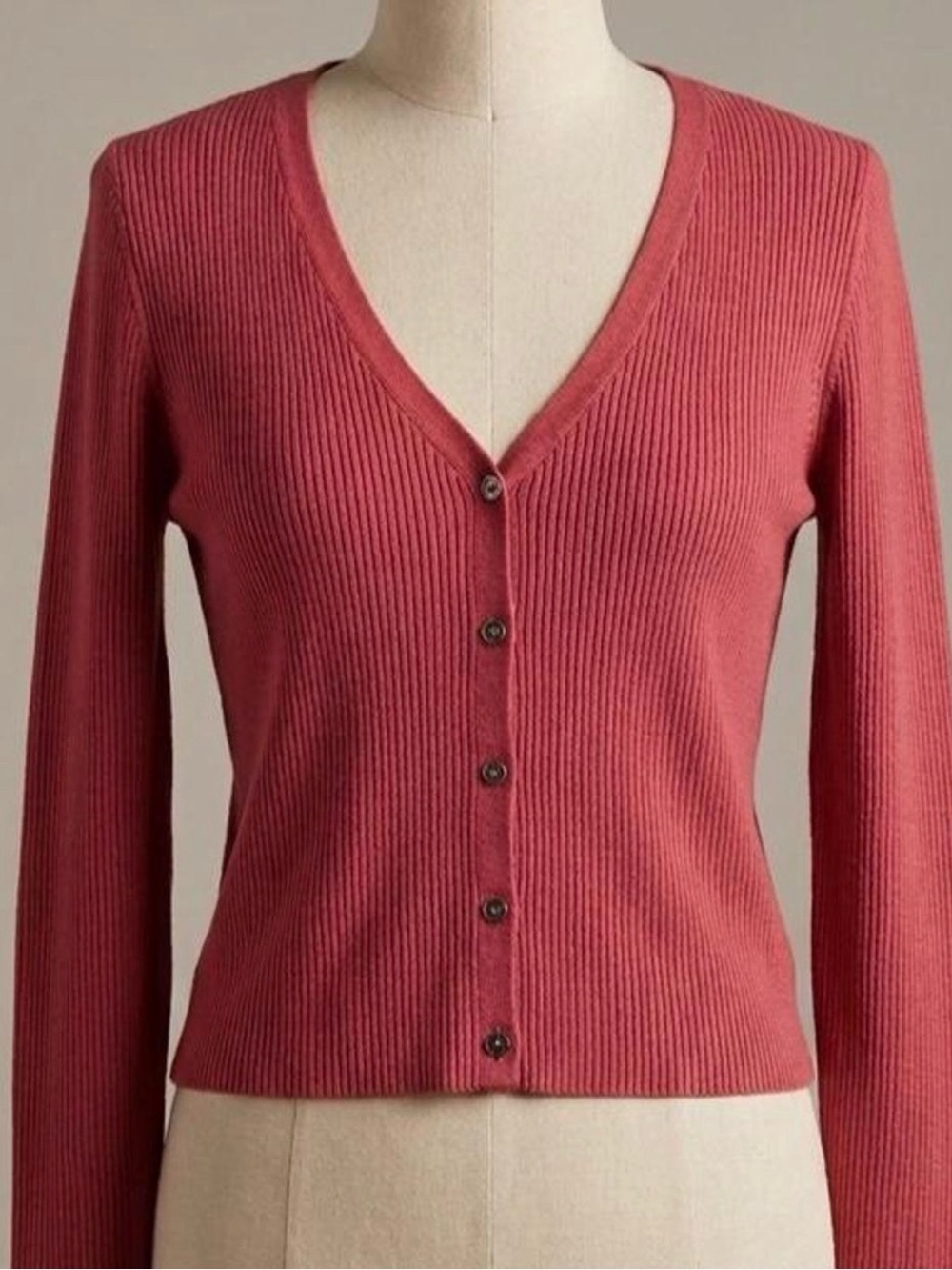 Old Navy Ribbed V-Neck Button Cardigan - Rose Pink